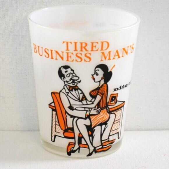 Vintage MCM Whimsical Risque Drink Glass Business Man's Night Cap Barware - Picture 2 of 6